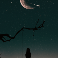 Black and orange astrology sun and moon illustration phone wallpaper